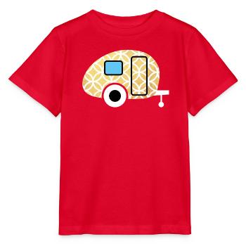 Caravan Gold Lebensblume Camping Muster Glamping - Stanley/Stella Kinder T-Shirt MINI CREATOR  - Rot - Vorne - Jaiden (125cm)