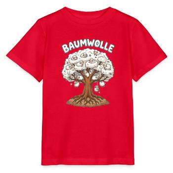 Baumwolle Schafe Wolle Bauernhof Wortspiel - Stanley/Stella Kinder T-Shirt MINI CREATOR  - Rot - Vorne - Jaiden (125cm)