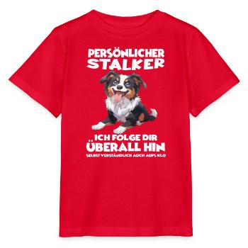 Persönlicher Stalker Border Collie Hundehalter  - Stanley/Stella Kinder T-Shirt MINI CREATOR  - Rot - Vorne - Jaiden (125cm)