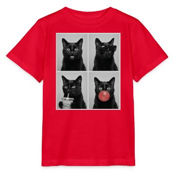 Katzen schwarze Katze - Stanley/Stella Kinder T-Shirt MINI CREATOR  - Rot - Vorne - Jaiden (125cm)