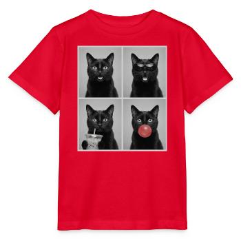 Katzen schwarze Katze - Stanley/Stella Kinder T-Shirt MINI CREATOR  - Rot - Vorne - Jaiden (125cm)