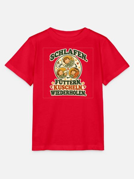 Schlafen, Füttern, Kuscheln, Wiederholen - Stanley/Stella Kinder T-Shirt MINI CREATOR - Rot