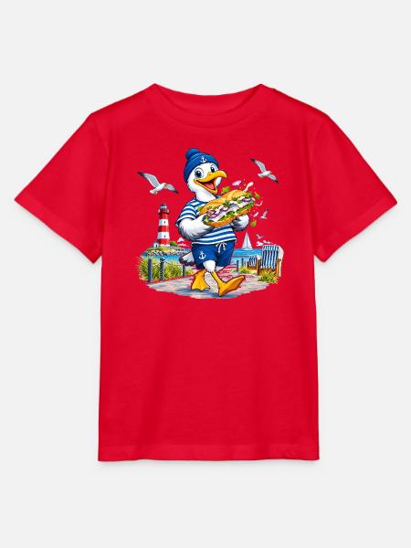 Küstenmöwe Mopsi mit Sandwich - Stanley/Stella Kinder T-Shirt MINI CREATOR - Rot