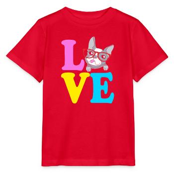 Boston Terrier - Stanley/Stella Kinder T-Shirt MINI CREATOR  - Rot - Vorne - Jaiden (125cm)