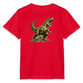 Tyrannosaurus Rex T-Rex Dinosaurier Urzeit Motiv - Stanley/Stella Kinder T-Shirt MINI CREATOR  - Rot - Vorne - Jaiden (125cm)