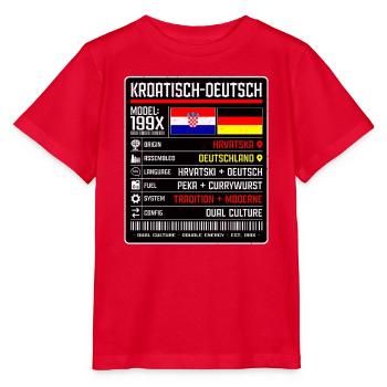 Deutschkroaten - zwischen zwei Kulturen 199x - Stanley/Stella Kinder T-Shirt MINI CREATOR  - Rot - Vorne - Jaiden (125cm)