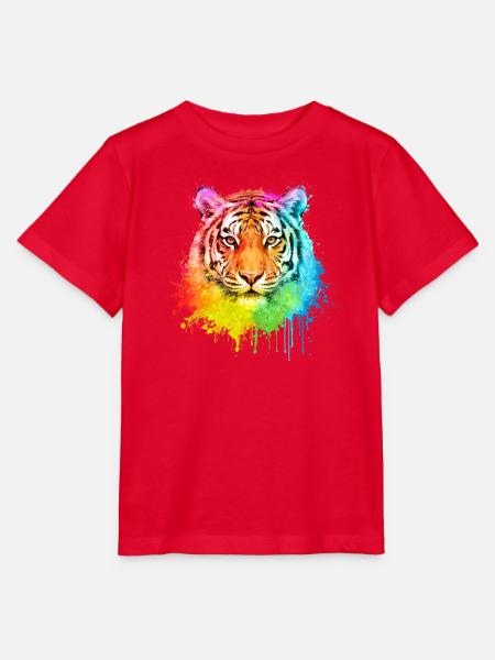 Tiger Aquarell Illustration - Stanley/Stella Kinder T-Shirt MINI CREATOR - Rot