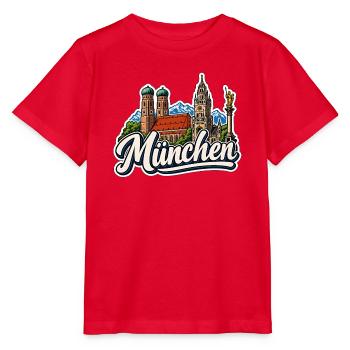 München Dom & Rathaus Sticker - Stanley/Stella Kinder T-Shirt MINI CREATOR  - Rot - Vorne - Jaiden (125cm)