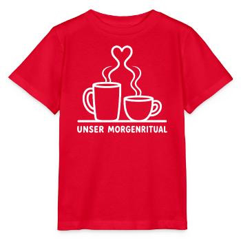 Unser Morgenritual Kaffee Kakao Tassen T-Shirt - Stanley/Stella Kinder T-Shirt MINI CREATOR  - Rot - Vorne - Jaiden (125cm)
