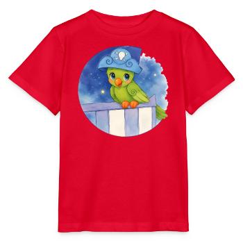 C - Buchstabe: Papagei im Hut - kleiner Pirat - Stanley/Stella Kinder T-Shirt MINI CREATOR  - Rot - Vorne - Jaiden (125cm)