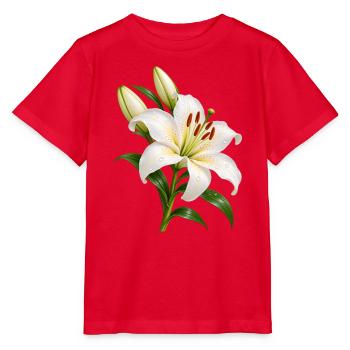 Weiße Lilienblüte mit Tau - Stanley/Stella Kinder T-Shirt MINI CREATOR  - Rot - Vorne - Jaiden (125cm)