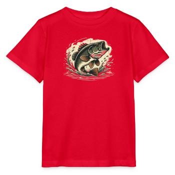 Fisch springt aus dem Wasser - perfekt für Angler - Stanley/Stella Kinder T-Shirt MINI CREATOR  - Rot - Vorne - Jaiden (125cm)