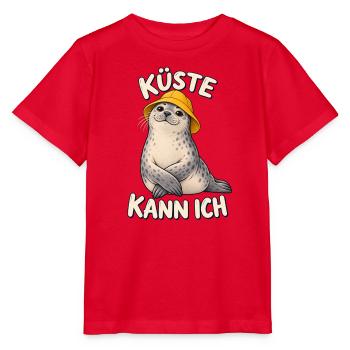 Küste kann ich Robbe mit Südwester - Stanley/Stella Kinder T-Shirt MINI CREATOR  - Rot - Vorne - Jaiden (125cm)