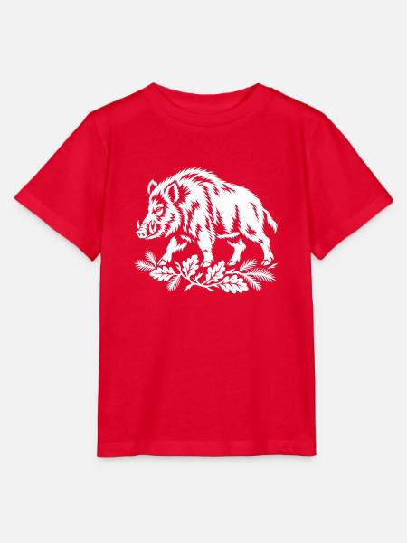 Wildschwein Blattwerk Silhouette - Stanley/Stella Kinder T-Shirt MINI CREATOR  - Rot