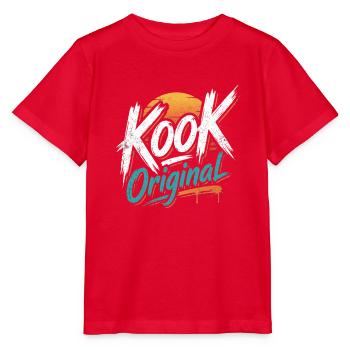Kook Originaldesign Retro Sunset Surf Skate - Stanley/Stella Kinder T-Shirt MINI CREATOR  - Rot - Vorne - Jaiden (125cm)