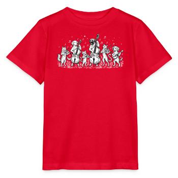 Vintage Dog and Cat String Band – Kontrabassist - Stanley/Stella Kinder T-Shirt MINI CREATOR  - Rot - Vorne - Jaiden (125cm)
