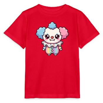 Süßer Cartoon-Clown mit Pastellfarben und großen Augen - Stanley/Stella Kinder T-Shirt MINI CREATOR  - Rot - Vorne - Jaiden (125cm)