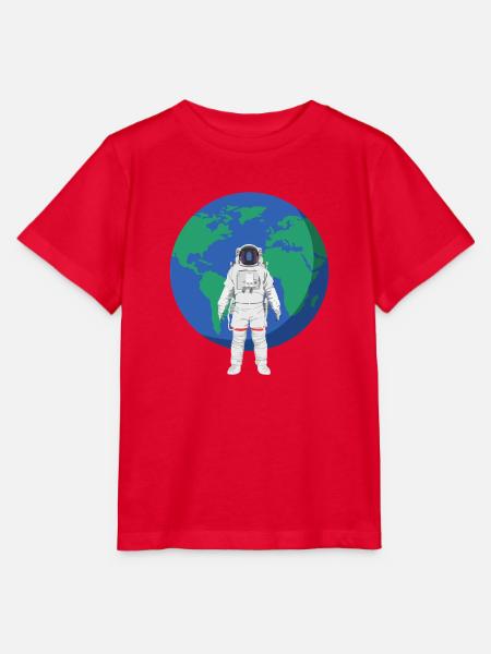 Astronaut vor der Erde - Stanley/Stella Kinder T-Shirt MINI CREATOR  - Rot