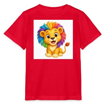 Regenbogenlöwe Farbspiel - Stanley/Stella Kinder T-Shirt MINI CREATOR  - Rot - Vorne - Jaiden (125cm)