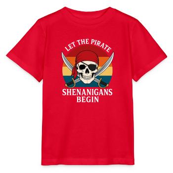 Halloween Skull lässt Piraten Unfug beginnen - Stanley/Stella Kinder T-Shirt MINI CREATOR  - Rot - Vorne - Jaiden (125cm)