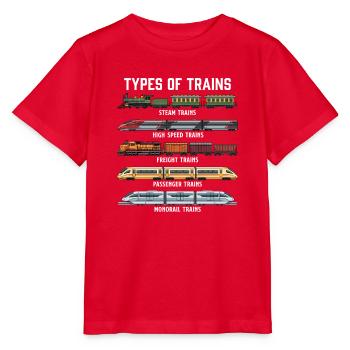 Zugtypen – Dampf-Güter-Bullet Train Lover - Stanley/Stella Kinder T-Shirt MINI CREATOR  - Rot - Vorne - Jaiden (125cm)