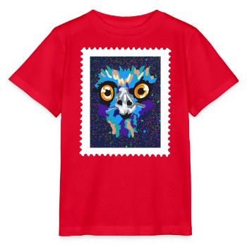 Buntes Emu Vogelgesicht im Neon-Splatter - Stanley/Stella Kinder T-Shirt MINI CREATOR  - Rot - Vorne - Jaiden (125cm)