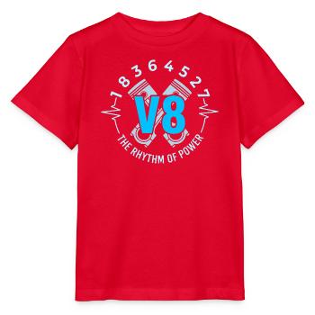 V8 Motor Herzschlag Kolben Zündfolge - Stanley/Stella Kinder T-Shirt MINI CREATOR  - Rot - Vorne - Jaiden (125cm)