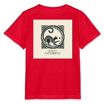 Quietly Confident – Elegante Katze - Stanley/Stella Kinder T-Shirt MINI CREATOR  - Rot - Vorne - Jaiden (125cm)