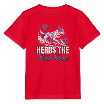 Australian Cattle Dog - Herds The Kids Home - Hund - Stanley/Stella Kinder T-Shirt MINI CREATOR  - Rot - Vorne - Jaiden (125cm)