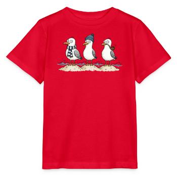 Drei lustige Möwen an der Küste - Stanley/Stella Kinder T-Shirt MINI CREATOR  - Rot - Vorne - Jaiden (125cm)