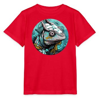 Chamäleon Kopf Türkis Illustration - Stanley/Stella Kinder T-Shirt MINI CREATOR  - Rot - Vorne - Jaiden (125cm)