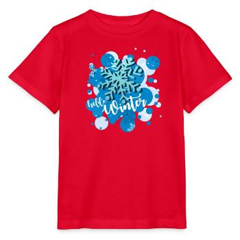Hello Winter - Schneeflocke in Blau - Stanley/Stella Kinder T-Shirt MINI CREATOR  - Rot - Vorne - Jaiden (125cm)
