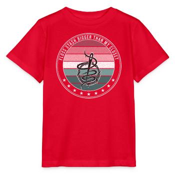 Kreuzstich Stickerei - Floss Stash Bigger Than My  - Stanley/Stella Kinder T-Shirt MINI CREATOR  - Rot - Vorne - Jaiden (125cm)