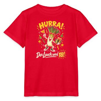 18. Geburtstag Hurra Der Lauch Wird 18 Lustig - Stanley/Stella Kinder T-Shirt MINI CREATOR  - Rot - Vorne - Jaiden (125cm)