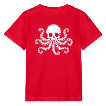 Süßes Skelett Oktopus Tintenfisch Cartoon Shirt - Stanley/Stella Kinder T-Shirt MINI CREATOR  - Rot - Vorne - Jaiden (125cm)