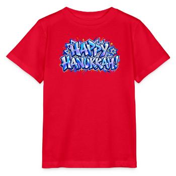 Frohes blaues Graffiti-Hanukkah: Geschenk, das leuchtet! - Stanley/Stella Kinder T-Shirt MINI CREATOR  - Rot - Vorne - Jaiden (125cm)