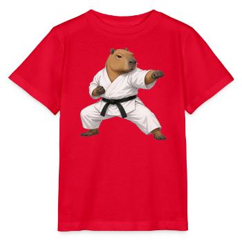 Capybara macht Karate  - Stanley/Stella Kinder T-Shirt MINI CREATOR  - Rot - Vorne - Jaiden (125cm)