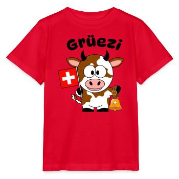 Gruezi Schweizer Kuh  - Stanley/Stella Kinder T-Shirt MINI CREATOR  - Rot - Vorne - Jaiden (125cm)
