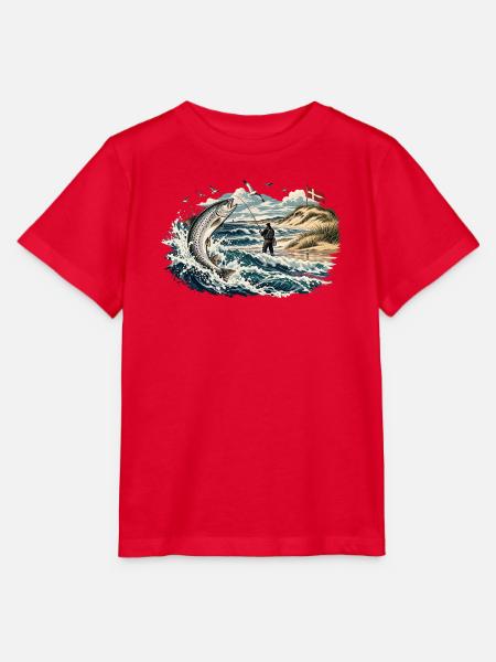 Nordseehecht Sprung am Küstenstrand - Stanley/Stella Kinder T-Shirt MINI CREATOR - Rot