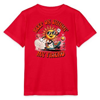 Lächelnde Sonne auf Skateboard - Stanley/Stella Kinder T-Shirt MINI CREATOR  - Rot - Vorne - Jaiden (125cm)