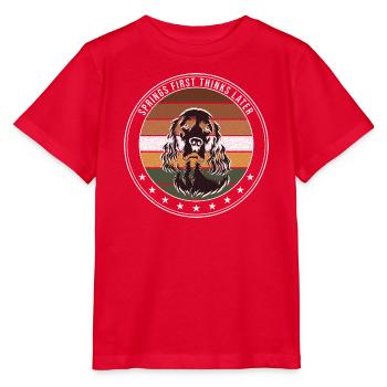 English Springer Spaniel - Springs First Thinks La - Stanley/Stella Kinder T-Shirt MINI CREATOR  - Rot - Vorne - Jaiden (125cm)