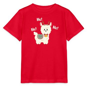 Weihnachtslama mit Glocke - Stanley/Stella Kinder T-Shirt MINI CREATOR  - Rot - Vorne - Jaiden (125cm)