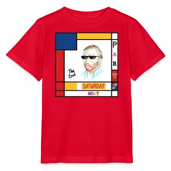Retro-Mondrian-Porträt Samstag - Stanley/Stella Kinder T-Shirt MINI CREATOR  - Rot - Vorne - Jaiden (125cm)