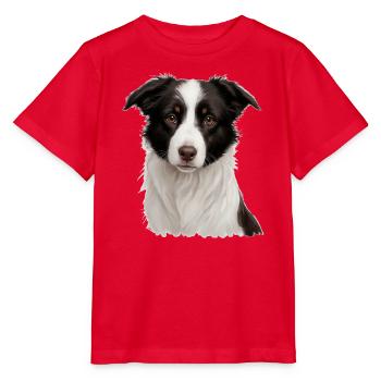 Border Collie Porträt: Treuer Blick - Stanley/Stella Kinder T-Shirt MINI CREATOR  - Rot - Vorne - Jaiden (125cm)
