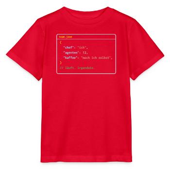 Ich leite 12 KI-Agenten – Kaffee mach ich selbst - Stanley/Stella Kinder T-Shirt MINI CREATOR  - Rot - Vorne - Jaiden (125cm)