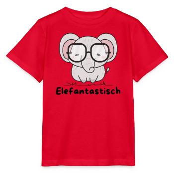Elefantastisch – Süßer Elefant mit Brille - Stanley/Stella Kinder T-Shirt MINI CREATOR  - Rot - Vorne - Jaiden (125cm)