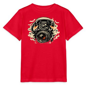 Flammenkamera Retro-Ästhetik - Stanley/Stella Kinder T-Shirt MINI CREATOR  - Rot - Vorne - Jaiden (125cm)