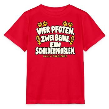 Vier Pfoten zwei Beine ein Schilderproblem - Stanley/Stella Kinder T-Shirt MINI CREATOR  - Rot - Vorne - Jaiden (125cm)