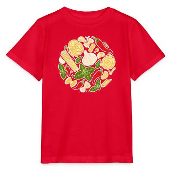 Italienische Zutaten Pasta Knoblauch Chili Emblem - Stanley/Stella Kinder T-Shirt MINI CREATOR  - Rot - Vorne - Jaiden (125cm)