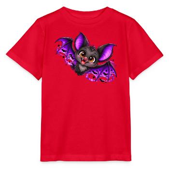 Lila Kuschelbat  - Stanley/Stella Kinder T-Shirt MINI CREATOR  - Rot - Vorne - Jaiden (125cm)